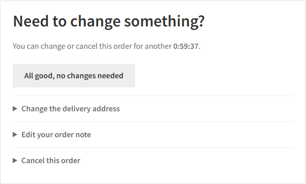 The customer panel on the order page